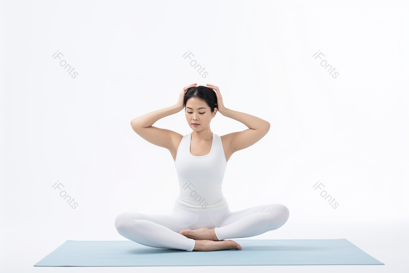 全身白底女人女性健身减肥瑜伽冥想热身健康养生摄影,高清,摄影图,摄影图片,图片大全,摄影图免费下载